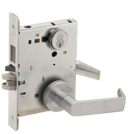 Schlage L-Series, Entrance Mortise Lock, A Rose, 06 Lever, Grade 1 Mortise Lock, FSIC With Core, Sat